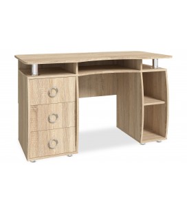 Bureau bois clair 125cm 3 tiroirs et cases intégrées Smirty