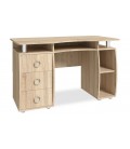 Bureau bois clair 125cm 3 tiroirs et cases intégrées Smirty - 