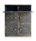 Buffet bois sculpté style oriental 6 portes L70cm bronze patiné Milga - 