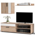 Meubles salon coin TV 200cm bois clair et clair 4 éléments Inzaghi - 