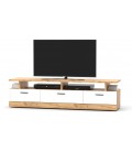 Meuble tv moderne 3 tiroirs 165cm blanc et bois chêne doré Kylo - 