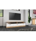 Meuble tv moderne 3 tiroirs 165cm blanc et bois chêne doré Kylo - 