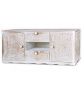 Buffet style ethnique avec moulures 120cm blanc patiné John - 