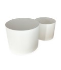 Lot de 2 tables basses cylindriques blanc texturé Giulia - 