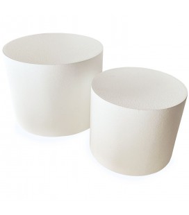 Lot de 2 tables basses cylindriques blanc texturé Giulia - 