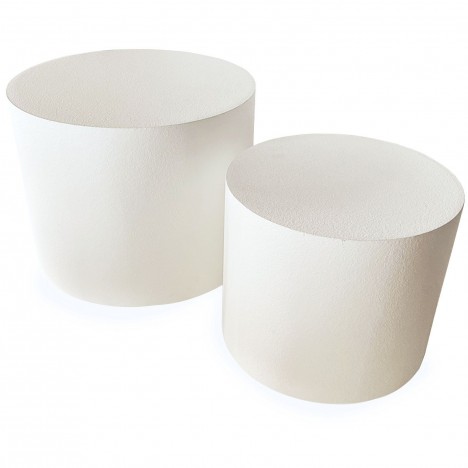 Lot de 2 tables basses cylindriques blanc texturé Giulia - 