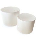 Lot de 2 tables basses cylindriques blanc texturé Giulia - 