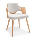 Chaise scandinave bois et simili cuir Dimy - Lot de 2 - 