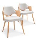 Chaise scandinave bois et simili cuir Dimy - Lot de 2 - 