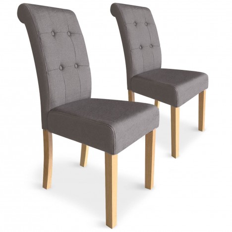 Lot de 2 chaises tissu taupe Adam - 