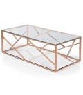 Table basse en verre transparent et pieds rose doré Opéra - 