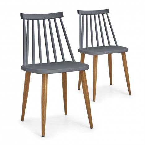 Lot de 2 chaises scandinaves gris Deauville - 