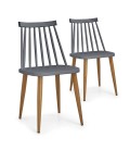 Lot de 2 chaises scandinaves gris Deauville - 