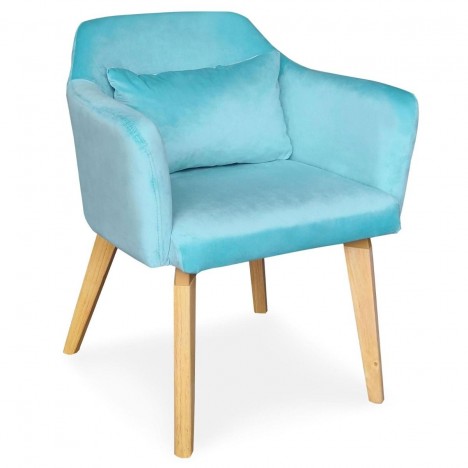 Chaise fauteuil scandinave velours Menthe Peony - 