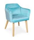 Chaise fauteuil scandinave velours Menthe Peony - 