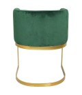 Chaise fauteuil velours vert pieds doré Wellington - 