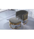 Pouf repose-pieds velours gris Tampa - 