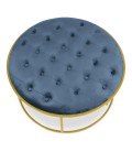 Set de 2 poufs velours bleu pied doré Indianapolis - 