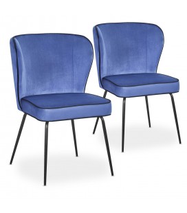 Lot de 2 chaises velours bleu Daffodil