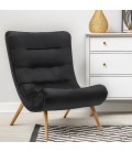 Fauteuil scandinave velours noir Romala - 