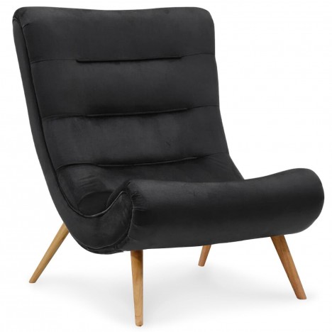 Fauteuil scandinave velours noir Romala - 