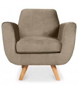 Fauteuil scandinave velours taupe Danuby