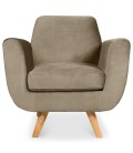 Fauteuil scandinave velours taupe Danuby - 