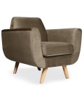 Fauteuil scandinave velours taupe Danuby - 