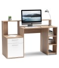 Bureau avec étagères, porte et tiroir L138,5cm bois clair et blanc Pacolo - 