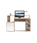 Bureau avec étagères, porte et tiroir L138,5cm bois clair et blanc Pacolo - 