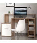 Bureau avec étagères, porte et tiroir L138,5cm bois clair et blanc Pacolo - 