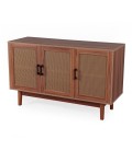 Buffet moderne L113cm 3 portes avec cannage Rotin et bois Poetis - 