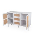 Buffet 3 tiroirs et 2 portes avec cannage L120cm blanc Dalgora - 