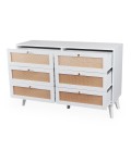 Commode 6 tiroirs avec cannage L120cm blanc Dalgora - 