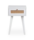 Table de chevet 1 tiroir avec cannage L40cm blanc Dalgora - 