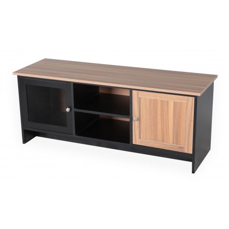 Meuble TV contemporain 2 portes L120cm bois et noir Fanzie - 