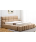 Lit-coffre avec rebords matelassés 140x190cm tissu beige Challow - 