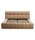 Lit-coffre avec rebords matelassés 140x190cm tissu beige Challow - 