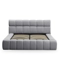 Lit-coffre avec rebords matelassés 140x190cm tissu gris foncé Challow - 