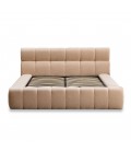 Lit-coffre avec rebords matelassés 140x190cm tissu Bouclette beige Challow - 