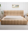 Lit-coffre avec rebords matelassés 180x200cm tissu beige Challow - 