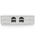 Meuble tv 140cm avec portes et tiroirs style naturel chic blanc texturé Volos - 