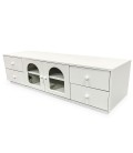 Meuble tv 140cm avec portes et tiroirs style naturel chic blanc texturé Volos - 