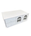 Table basse 60x100cm avec portes et tiroirs style naturel chic blanc texturé Volos - 