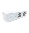 Table basse 60x100cm avec portes et tiroirs style naturel chic blanc texturé Volos - 