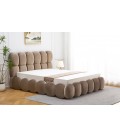 Lit-coffre design boule avec sommier relevable 140x190cm velours taupe Bilbola - 