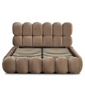 Lit-coffre design boule avec sommier relevable 140x190cm velours taupe Bilbola - 