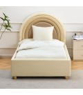 Lit simple avec tête de lit en arche et sommier relevable Simili beige Bedbow - 