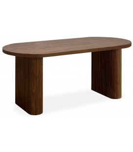 Table ovale avec pieds design style colonnes bois noyer Francisco