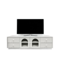 Meuble tv 140cm avec portes et tiroirs style naturel chic blanc texturé Volos - 